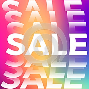 Modern Sale Banner Design. Wavy Text on Bright Colorful Background with Gradient. Vector Advertising Illustration