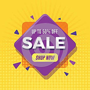 Modern sale banner with yellow background