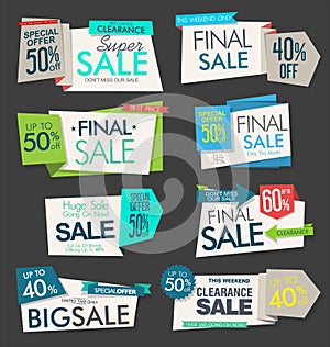Modern sale origami banners and labels collection