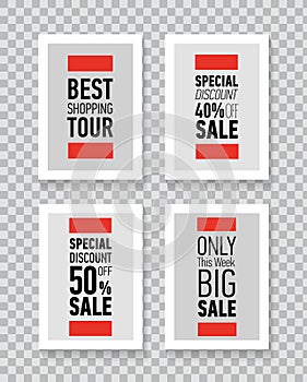 Modern sale posters. Discount card design. Illustration on transparent background.