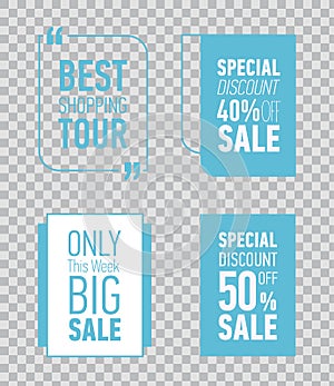 Modern sale posters. Discount card design. Illustration on transparent background.