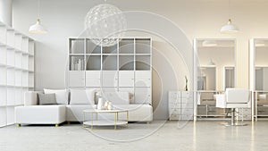 Modern salon reception desk and wating area    interior - 3D rendering
