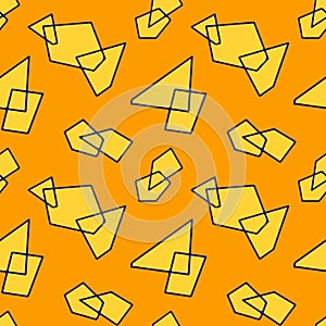 Modern scales pattern. Wallpaper with geometrical shapes of yellowish figures on orange  background