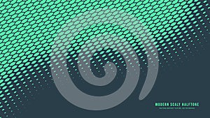 Modern Scaly Halftone Pattern Smooth Curved Border Turquoise Abstract Background