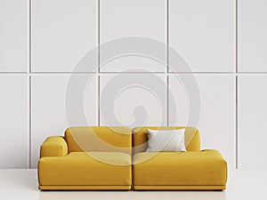 Modern scandinavian design sofa in white empty interior.