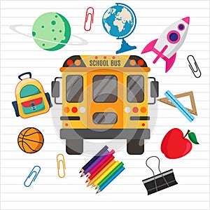 Modern school background. Back to chool. school bus