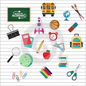 Modern school background. Back to chool. school bus