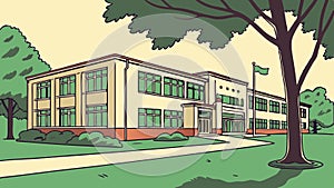 Modern School Building, Contemporary Educational Facility, vector design Generative AI