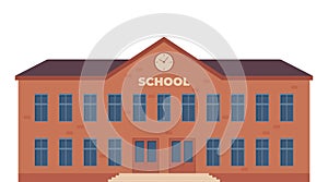 Modern School Building Exterior. Welcome Back To School. Educational architecture, facade of high school building. Design for