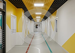 Modern school corridor interior