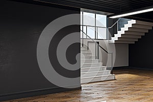 Modern school hallway interior with copyspace