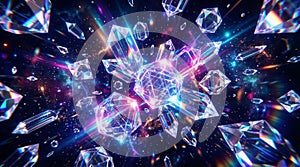 Modern Sci-Fi Crystal Structures Digital Background