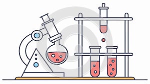 Modern Science Lab with Microscope & Glassware Vector Illustration, vector design Generative AI