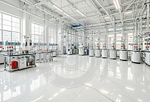 Modern Science Laboratory Interior with Equipment and Large Windows for Research & Education