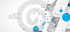 Modern science or technology elements in square. Trendy abstract background. Surface illustration. Vector