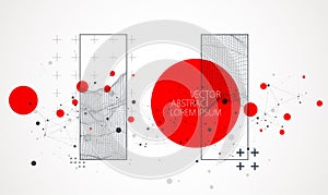 Modern science elements in square. Trendy abstract background. Surface illustration. Vector