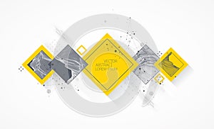 Modern science or technology elements in square. Trendy abstract background. Surface illustration. Vector