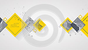 Modern science or technology elements in square. Trendy abstract background. Surface illustration. Vector