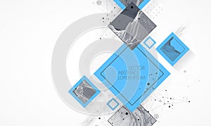 Modern science or technology elements in square. Trendy abstract background. Surface illustration. Vector