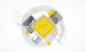 Modern science or technology elements in square. Trendy abstract background. Surface illustration. Vector