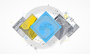 Modern science or technology elements in square. Trendy abstract background. Surface illustration. Vector