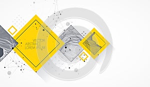 Modern science or technology elements in square. Trendy abstract background. Surface illustration. Vector