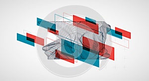 Modern science or technology elements. Trendy abstract background. Surface illustration. Vector