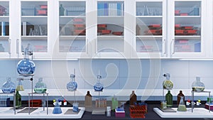 Modern scientific research laboratory workplace 3D