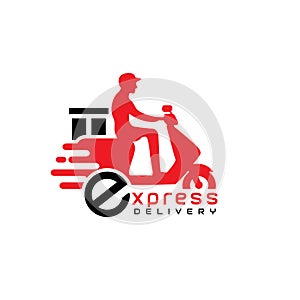 Modern scooter,motorcycle express delivery  logo design template vector eps