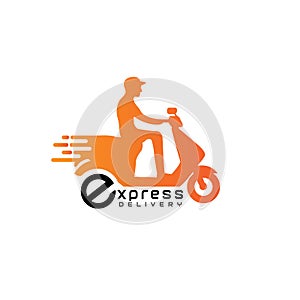 Modern scooter,motorcycle express delivery  logo design template vector eps