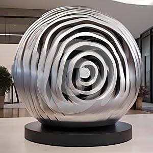 A modern sculpture composed of rotating discs, creating a hypnotic visual effect as they spin and turn5