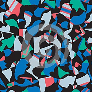 Modern seamless pattern design with colorful abstract shapes