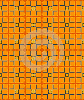 Modern seamless pattern with squares of blue, orange and yellow