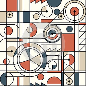 Modern seamless pattern in the style of Neoplasticism, Bauhaus, Mondrian. Perfect for interior design, printing, web