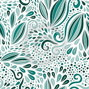 Modern seamless pattern. Turquoise nature ornament. Vector print for textile or packaging design. photo