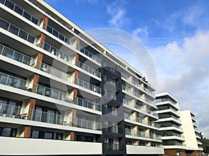 Modern seaside hotel facade in Darlowo Poland, seaside Baltic architecture