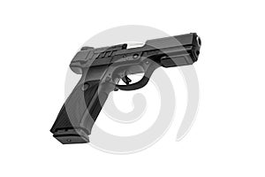 Modern semi-automatic pistol. A short-barreled weapon for self-defense. Arming the police, special units and the army. Isolate on