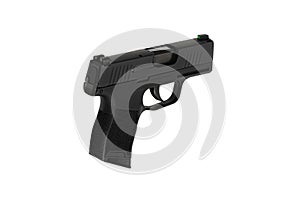 Modern semi-automatic pistol. A short-barreled weapon for self-defense. Arming the police, special units and the army. Isolate on