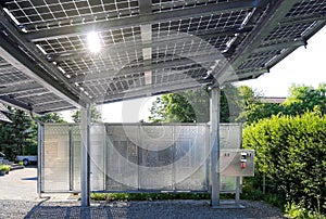 New carport with semi transparent photovoltaik moduls photo