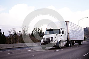 Modern semi truck with reefer unit on refrigerator trailer