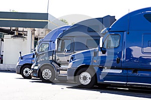 Modern semi trucks profiles on truck stop