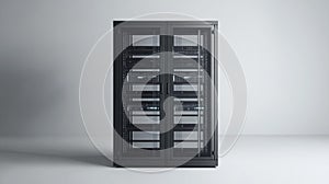 Modern Server Rack Cabinet with Glass Doors in Data Center