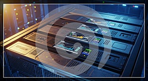 Modern Server Rack in Data Center - Advanced Technology Infrastructure