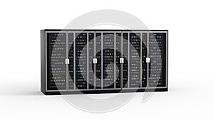 Modern server rack. Server rack image. Isolated on white background. 3d render