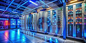 Modern Server Racks in a CuttingEdge Data Center Optimized Network Security and Efficient Infrastructure Solutions for