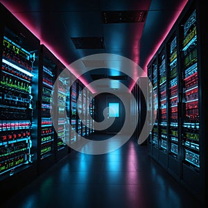 Modern server room data center interior. Modern Data Server Centre