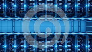 Server Room Data Center Blue Network Infrastructure, Computing