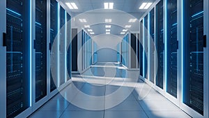 Data Center Server Room Modern IT Infrastructure, Cloud Computing