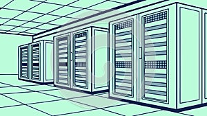 Modern Server Room Interior Vector, Data Center Technology, vector design Generative AI