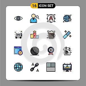 Modern Set of 16 Flat Color Filled Lines Pictograph of mixer, concrete, font, world, pollution